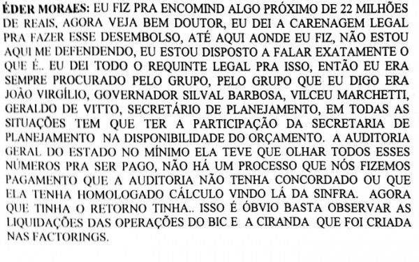 Em depoimento ao MPE, Eder Moraes aponta esquema e cita governador e secretrios