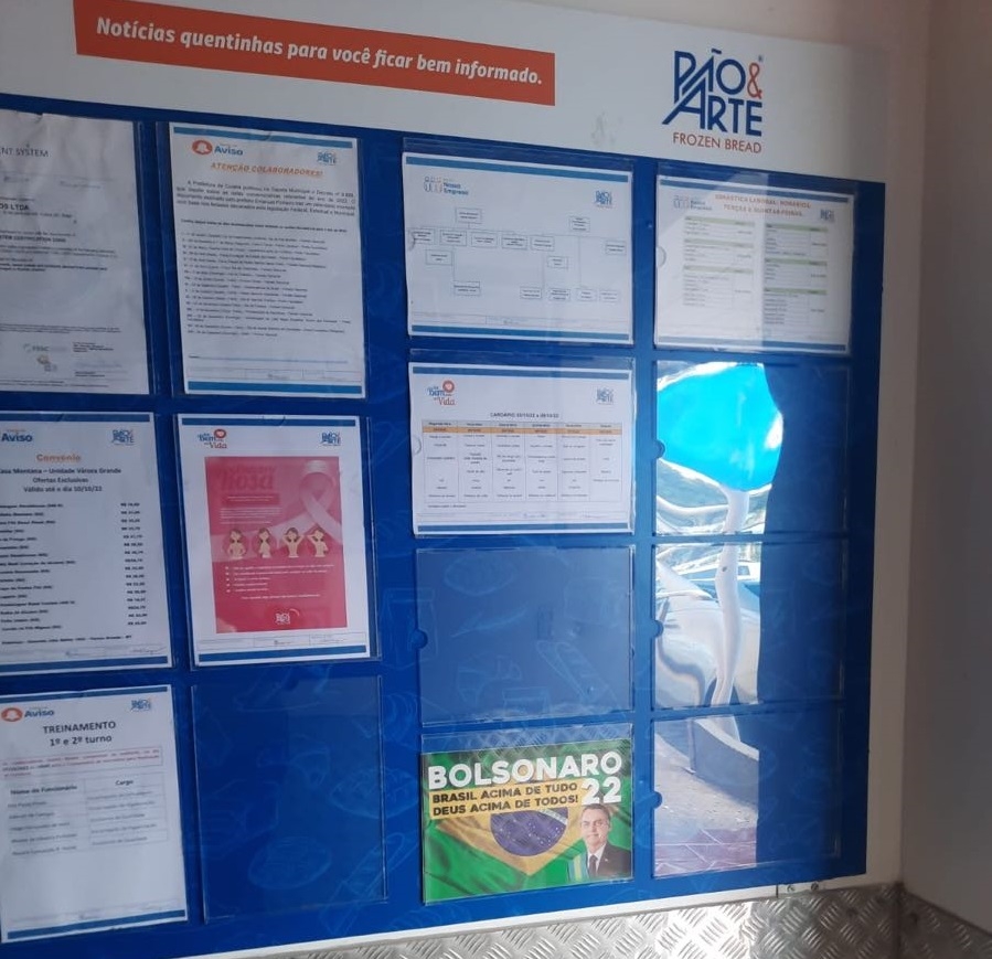 Juiz determina inspeção em empresa com suposta propaganda de Bolsonaro no mural de recados aos funcionários