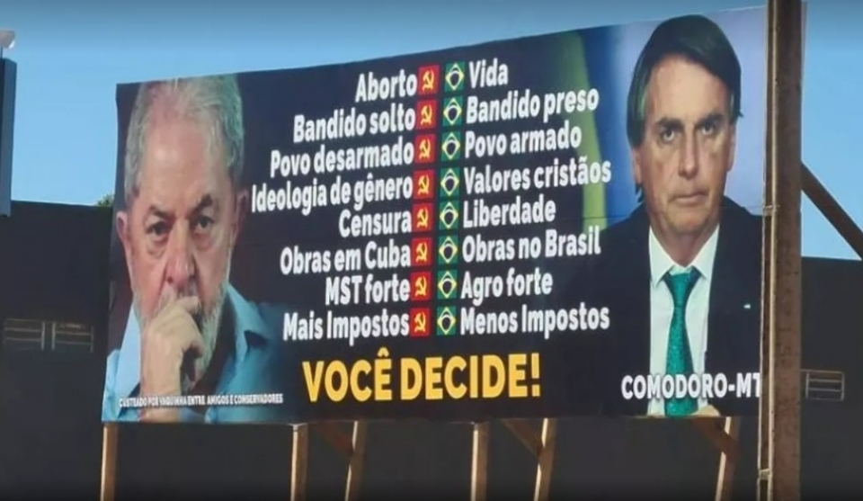 Proprietrio de imvel tem 24h para retirar outdoor associando Lula a criminalidade