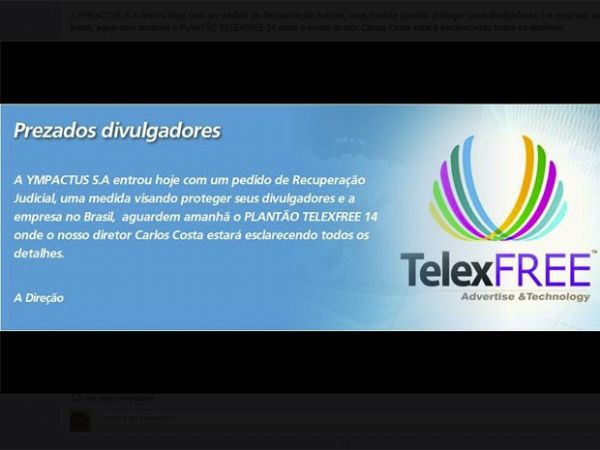 Impedida de atuar, Telexfree entra com pedido de recuperao judicial